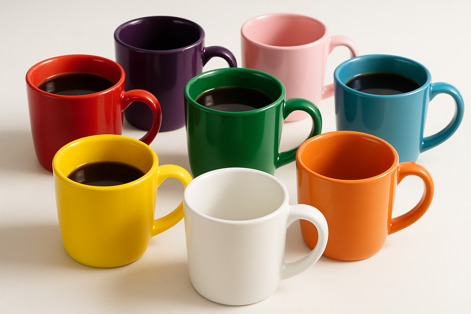 different color mugs