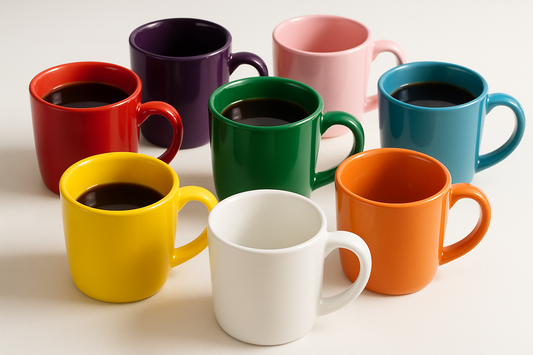 different color mugs