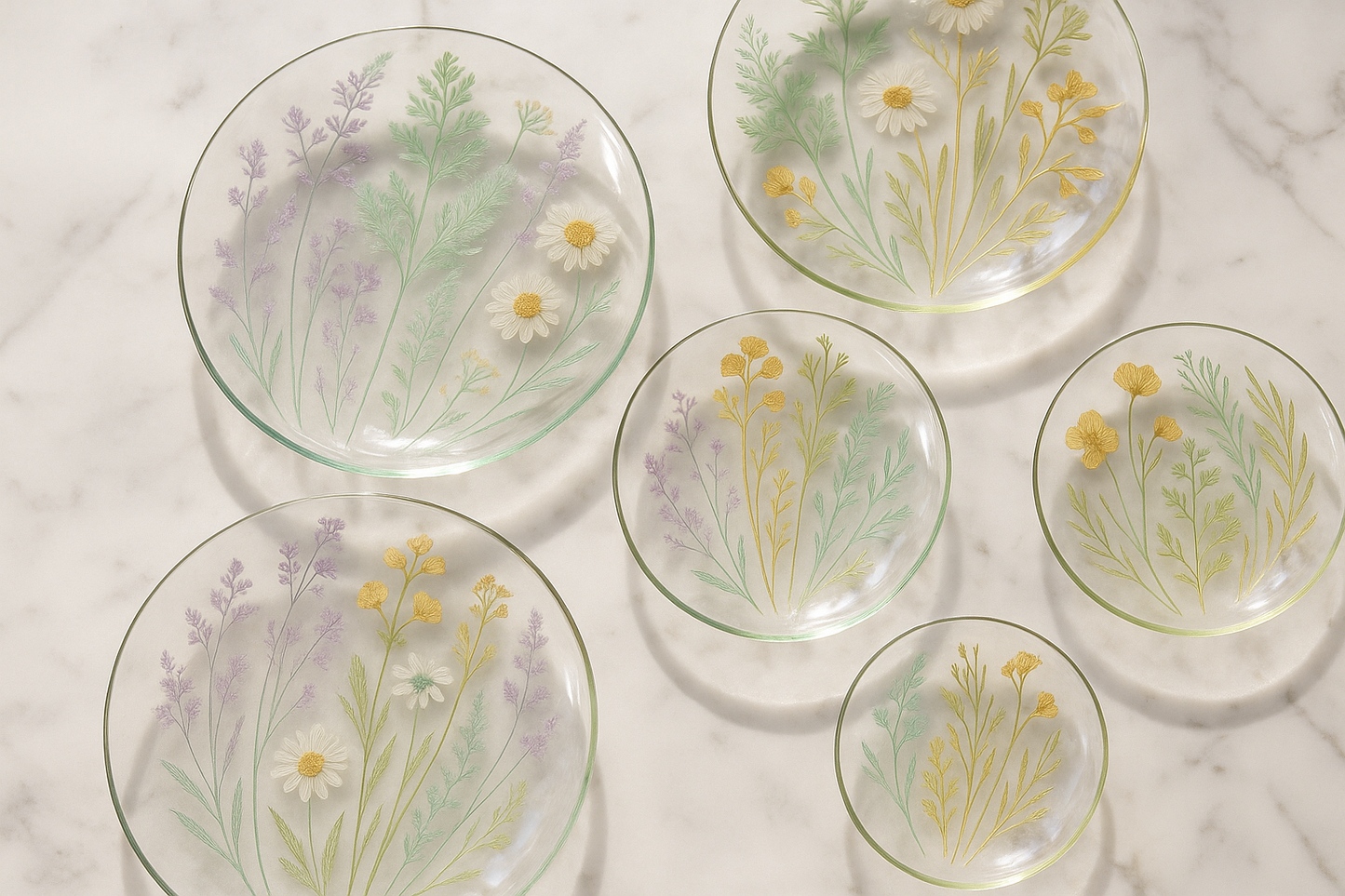 floral glass plates